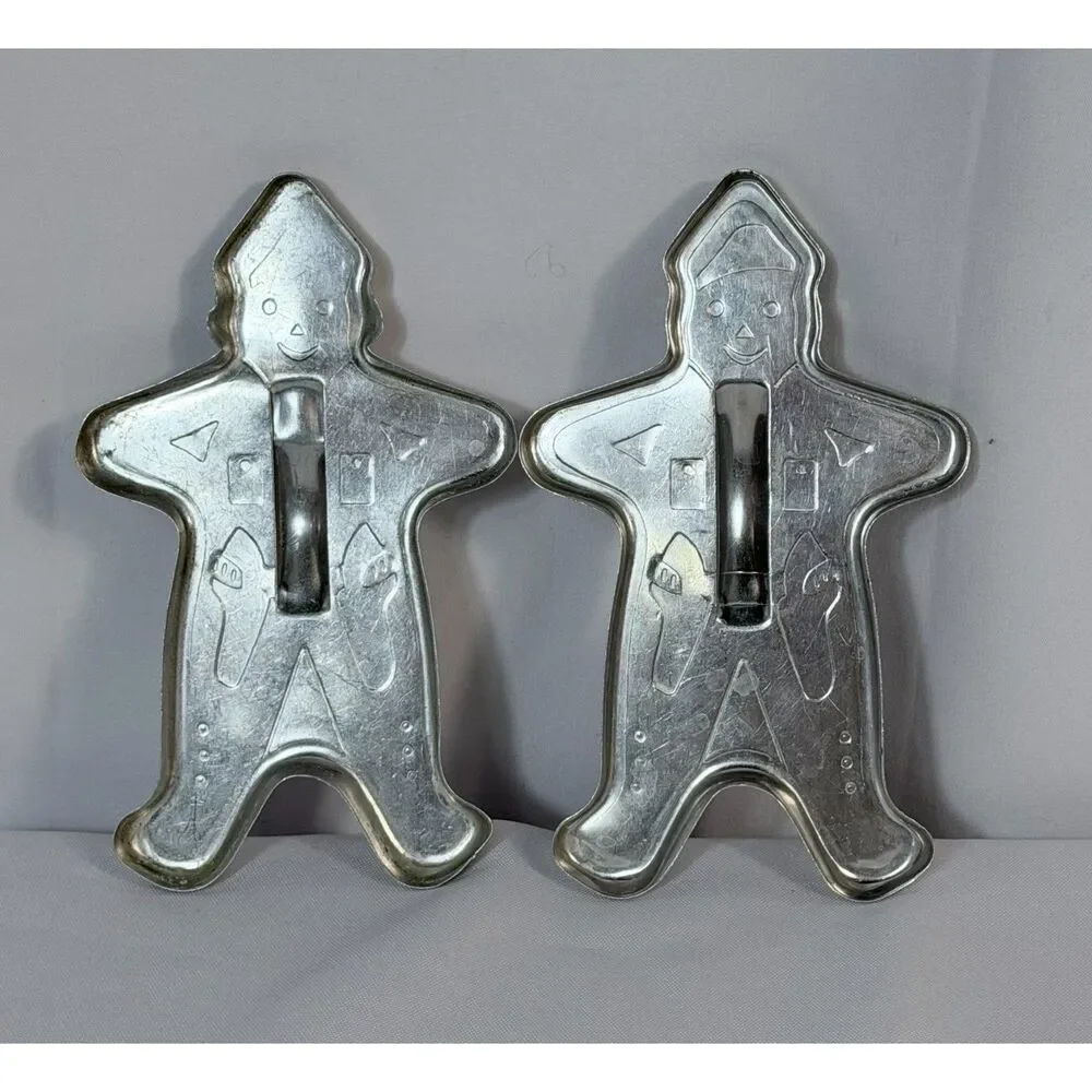 Vintage Metal Christmas Cookie Cutters Santa Gingerbread Men Lot 1960s Tin